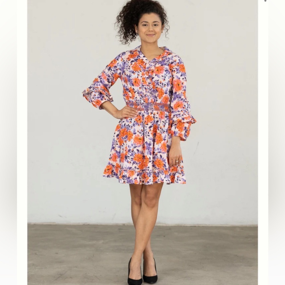 Anthropologie Altos Modas Serena Winter Floral Dress Size S